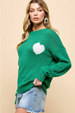 Cezele Heart Long Sleeve Knit Sweater