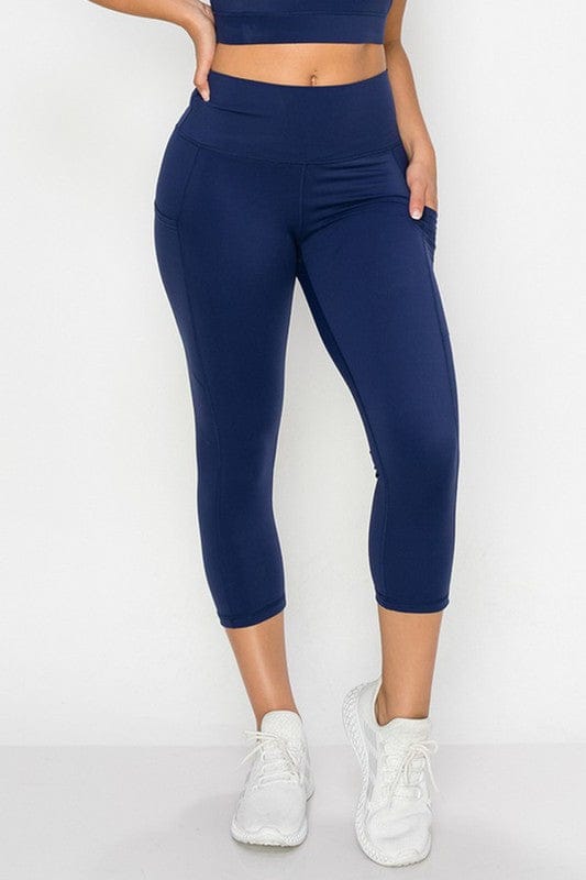 Super Soft Capri Leggings with Pockets in Navy Blue