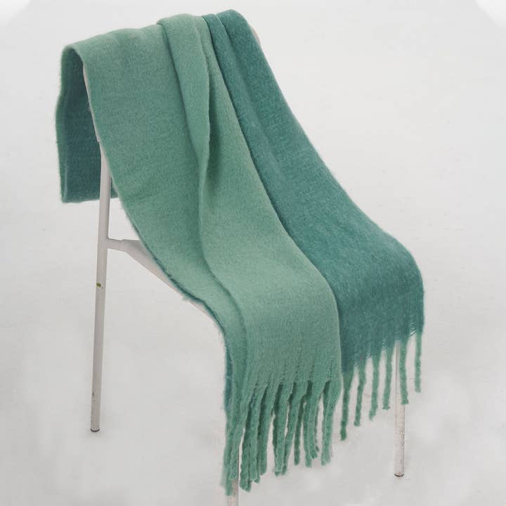 Light Green Autumn Winter Double-Color Faux Cashmere Scarf