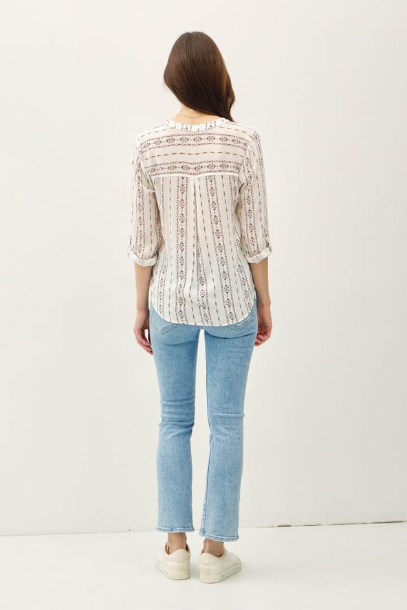 Be Cool Be Cool Long Sleeve Printed Tie Front Blouse in Brown - Little Miss Muffin Children & Home