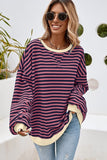 LDC Stripe Contrast Trim Sweatshirt in Red Stripe