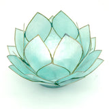 Contrast Inc Capiz Lotus Bulb Candle Holder in Blue