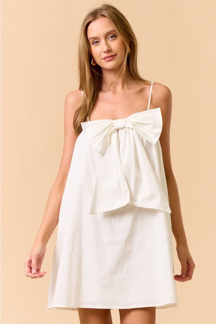 Lalavon Spaghetti Strap Bow Front Mini Dress with Pockets - Little Miss Muffin Children & Home