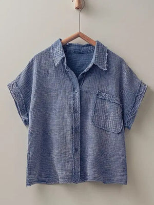 Urban Daizy Row Edge Mineral Washed Gauze Short Sleeve Shirt