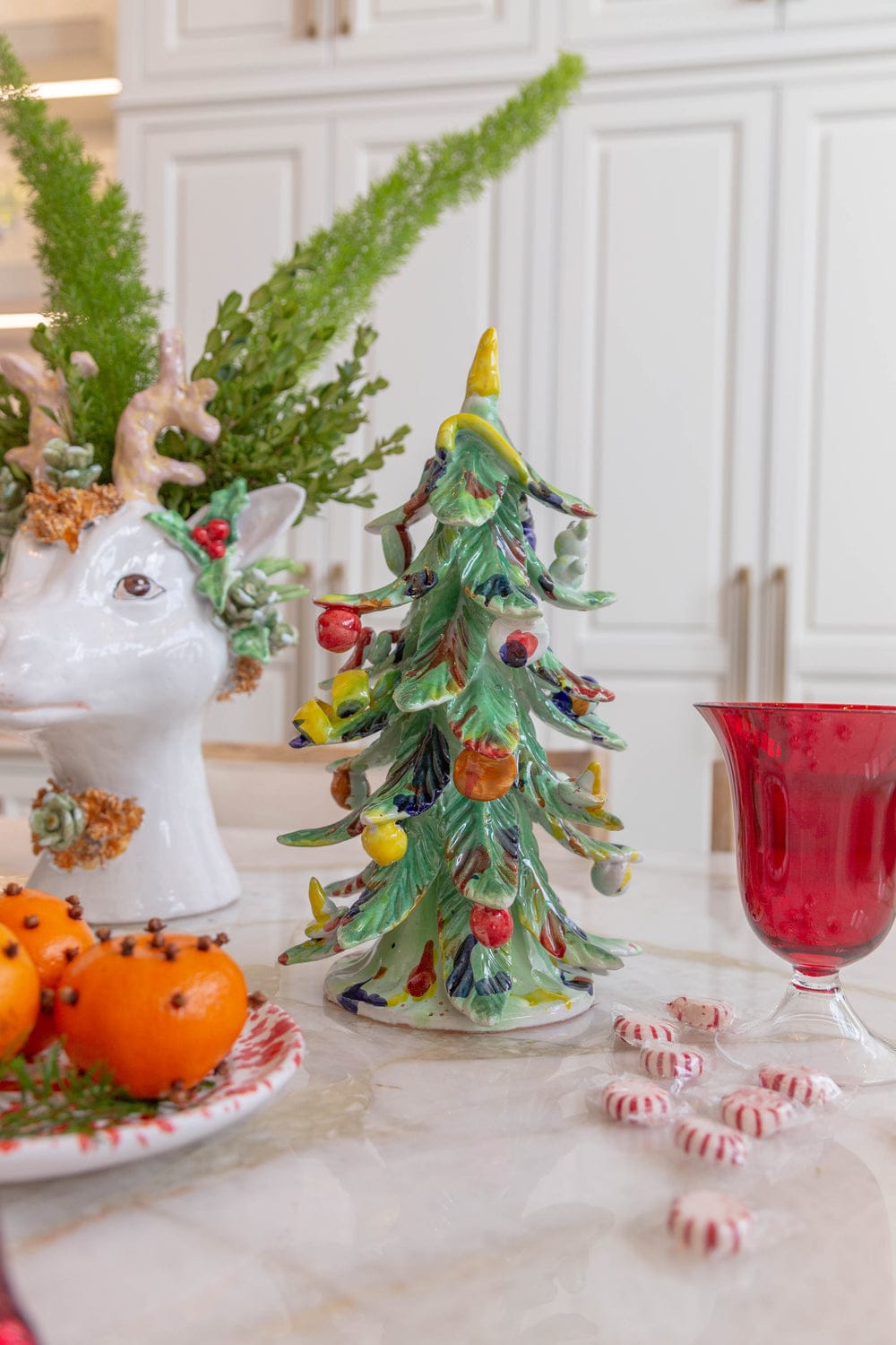 Abigail's Large Hand-Painted Ceramic Holiday Tree, 13"