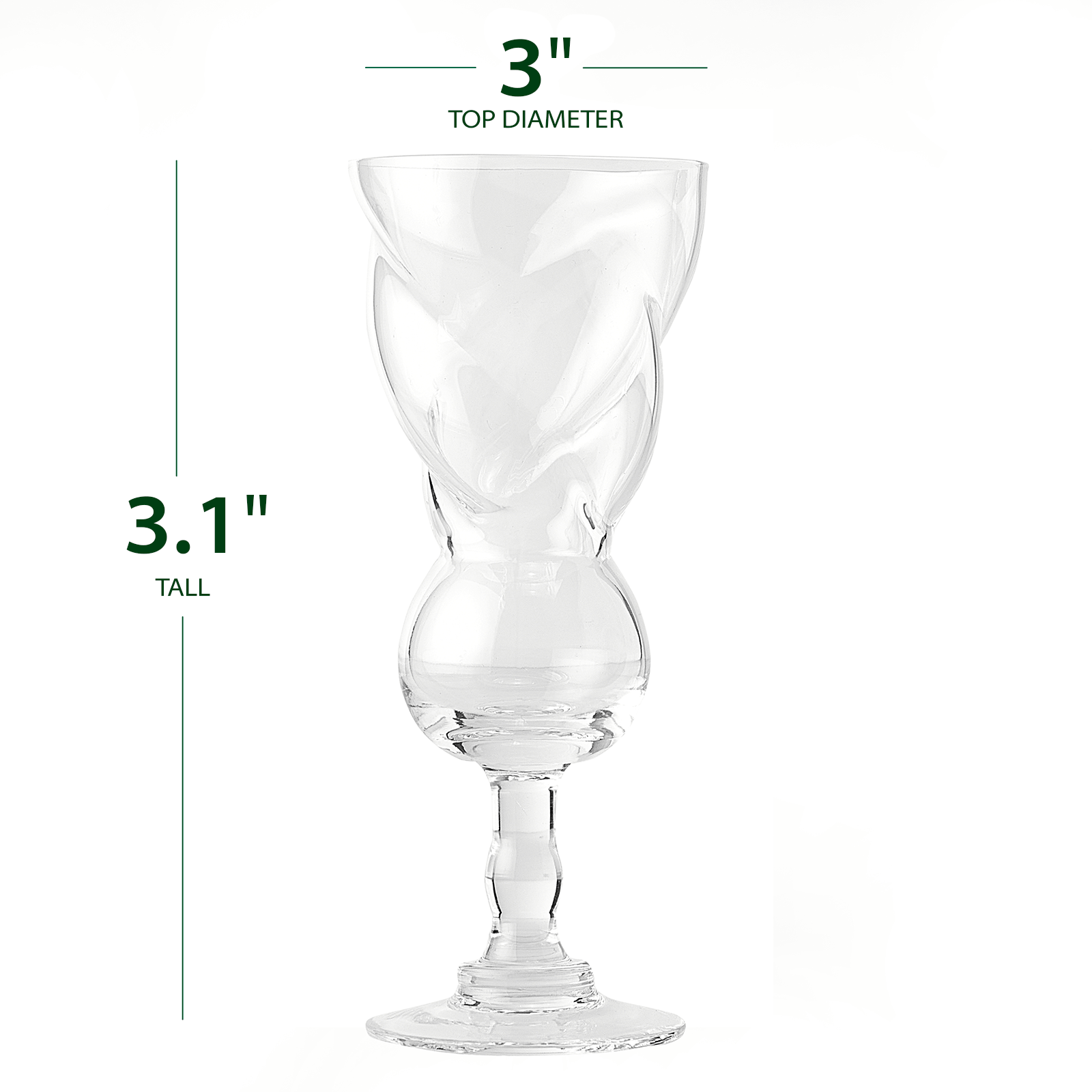 Absinthe Glasses 7.6oz Unique Shape, Set of 4
