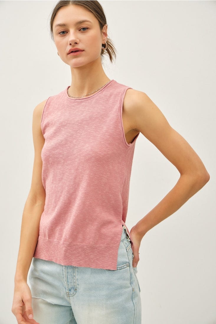 Be Cool Raw Seam Knit Tank with Side Slits - Little Miss Muffin Children & Home
