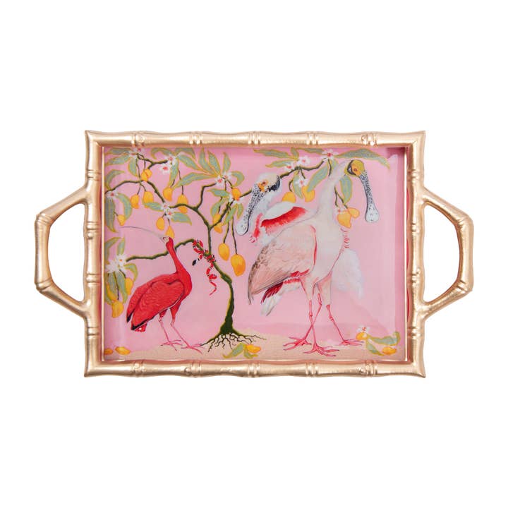 Jaye's Studio Jaye's Studio Spoonbill Birds Enameled Chang Mei Rectangular Tray - Little Miss Muffin Children & Home