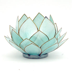 Contrast Inc Capiz Lotus Bulb Candle Holder in Blue