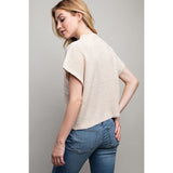 Sweet Generis Drop Shoulder Rib Knit Short Sleeve Sweater