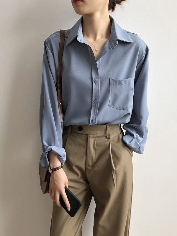 KooPros KooPros Long Sleeve Blouse in Blue - Little Miss Muffin Children & Home