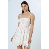 Storia Cream Pink Floral Eyelet Lace Design Sundress