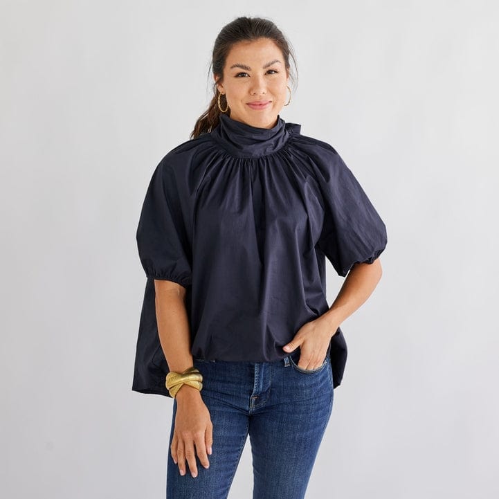 Caryn Lawn Ryan Bow Top in Navy - Little Miss Muffin Children & Home