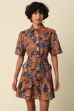 Olivaceous Olivaceous Adele Floral Belted Mini Dress – Dark Navy Rust - Little Miss Muffin Children & Home