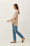 Be Cool V-Neck Sweater with Side Slits in Sand