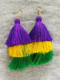 Mardi Gras Creations Purple, Green & Gold Tassel Earrings