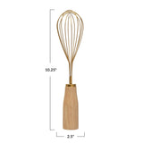 Bloomingville Stainless Steel Whisk with Wood Handle, Gold Finish