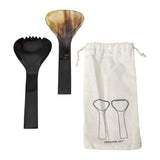 Bloomingville Horn Salad Servers, 2pc in Printed Drawstring Bag