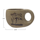 Bloomingville Bloomingville Stoneware Mug with Wax Relief Floral Image - Little Miss Muffin Children & Home