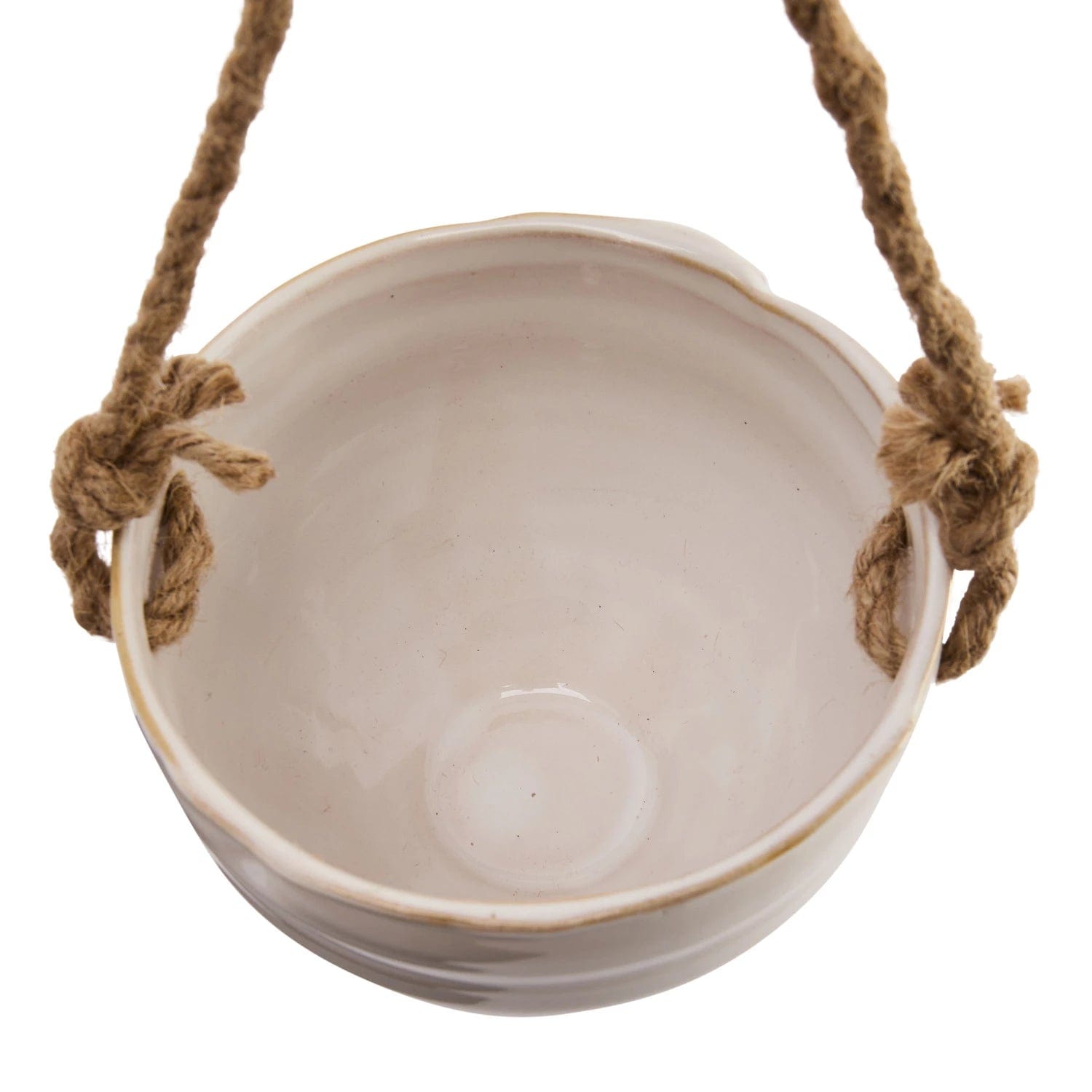 Bloomingville Bloomingville Hanging Stoneware Planter with Jute Rope Hanger & Wood Beads - Little Miss Muffin Children & Home
