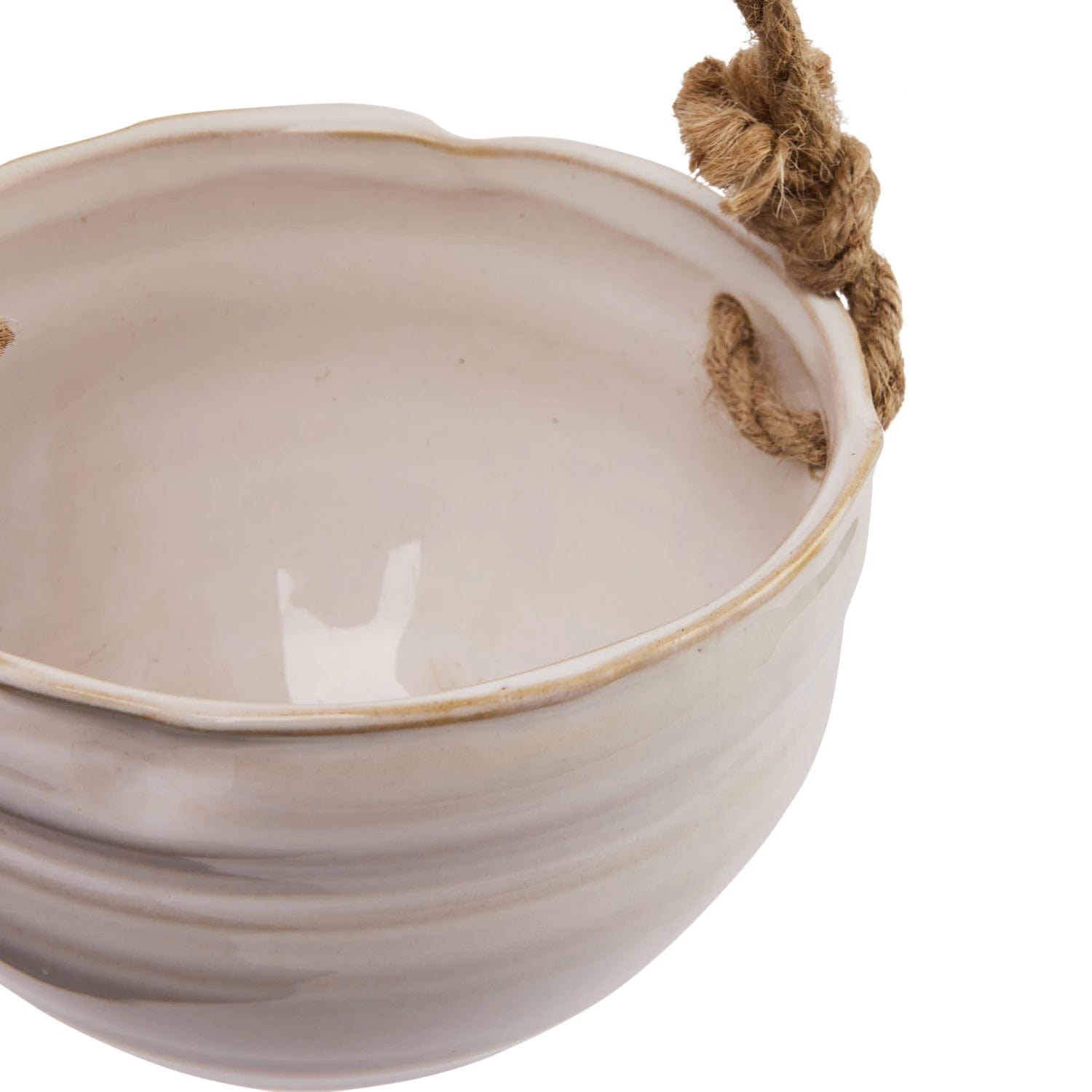 Bloomingville Bloomingville Hanging Stoneware Planter with Jute Rope Hanger & Wood Beads - Little Miss Muffin Children & Home