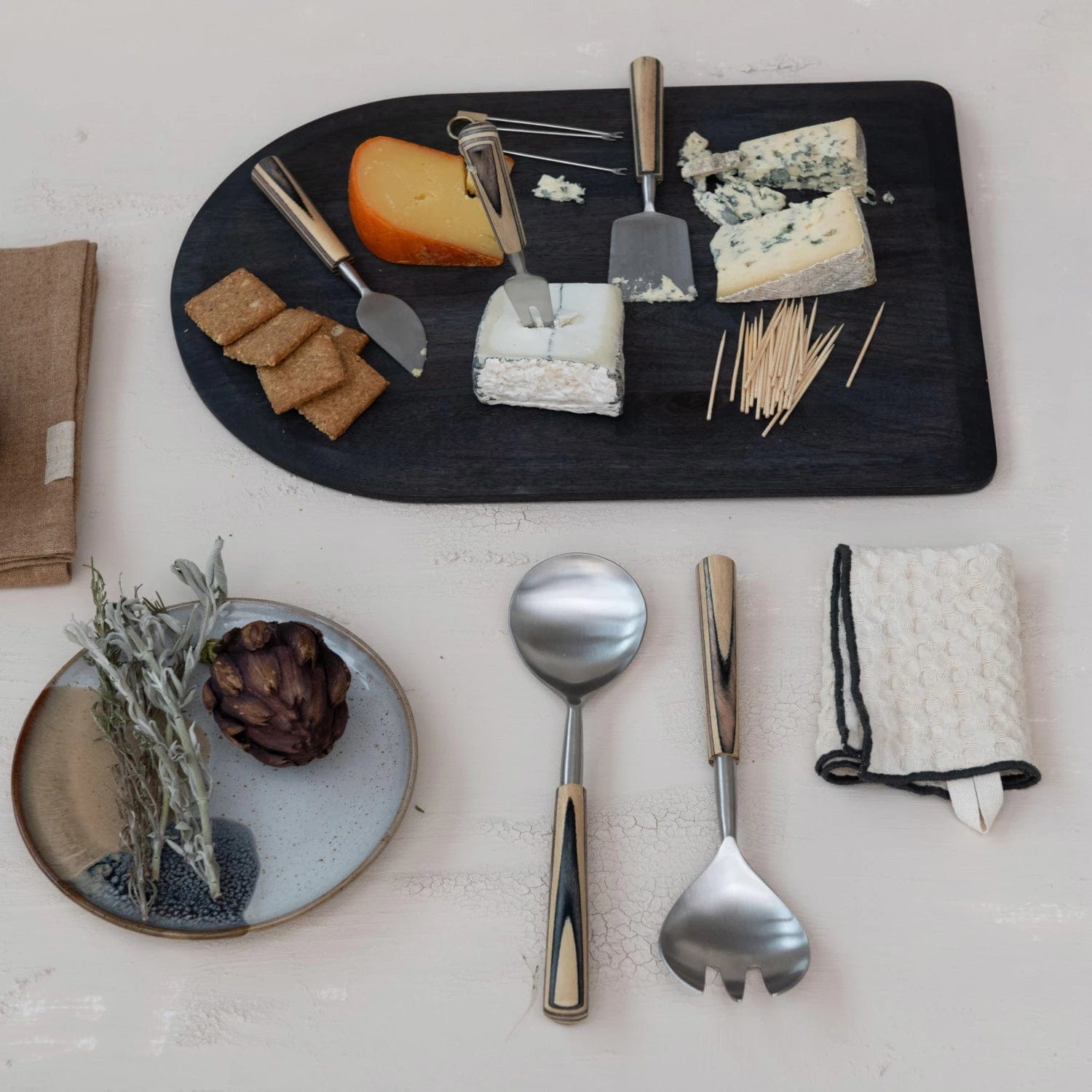 Bloomingville Bloomingville Natural & Black Stainless Steel Salad Servers with Mango Wood Handles - Little Miss Muffin Children & Home