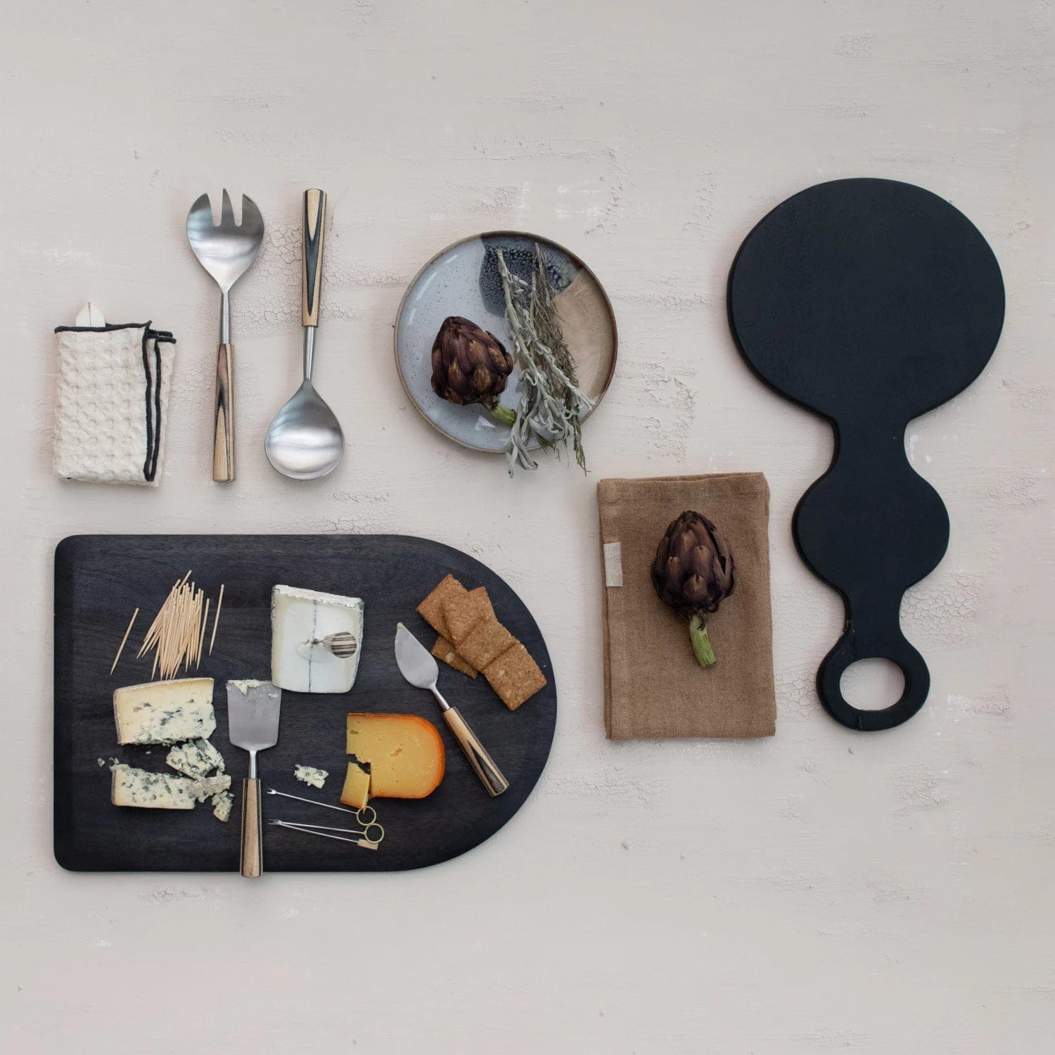 Bloomingville Bloomingville Natural & Black Stainless Steel Salad Servers with Mango Wood Handles - Little Miss Muffin Children & Home