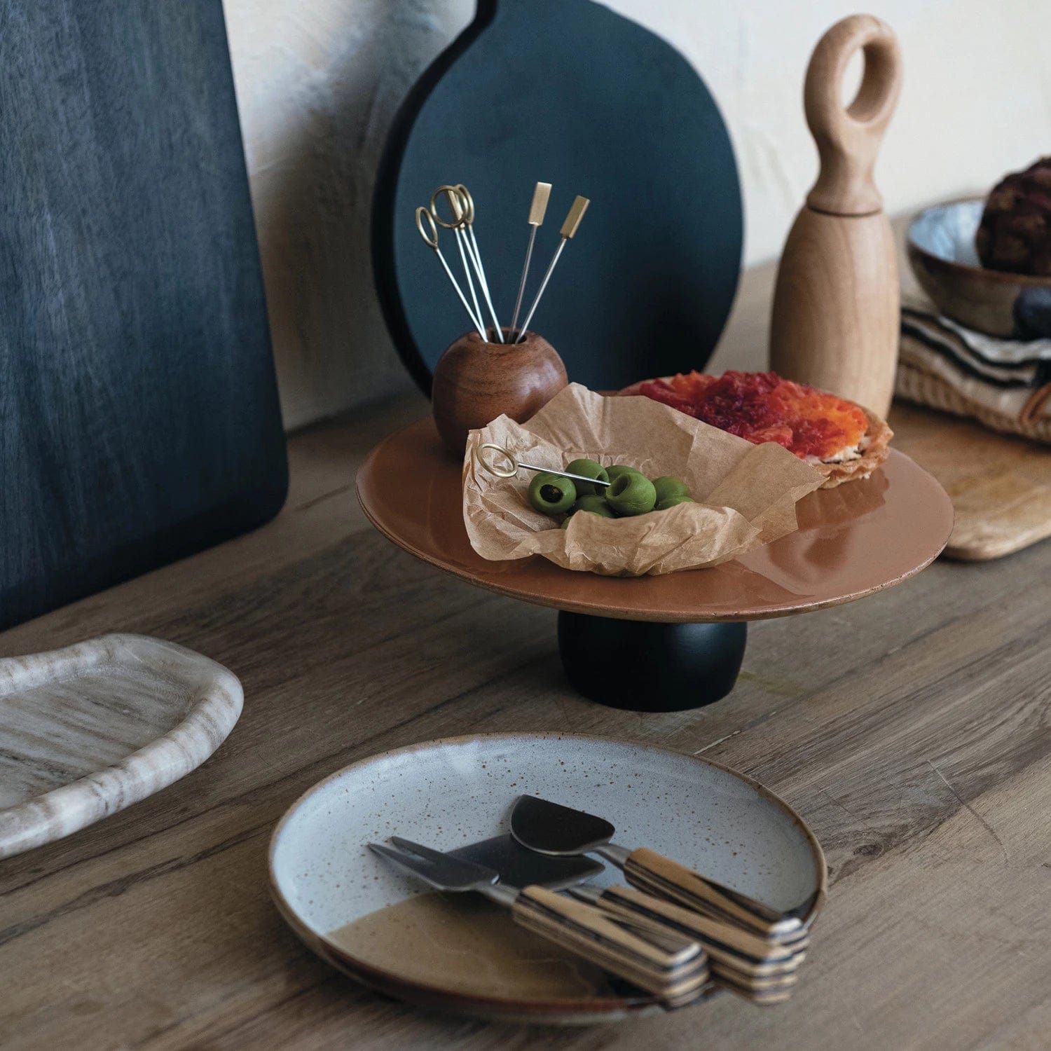 Bloomingville Bloomingville Stainless Steel Cheese Servers with Mango Wood Handles, Set 3 in Bag - Little Miss Muffin Children & Home