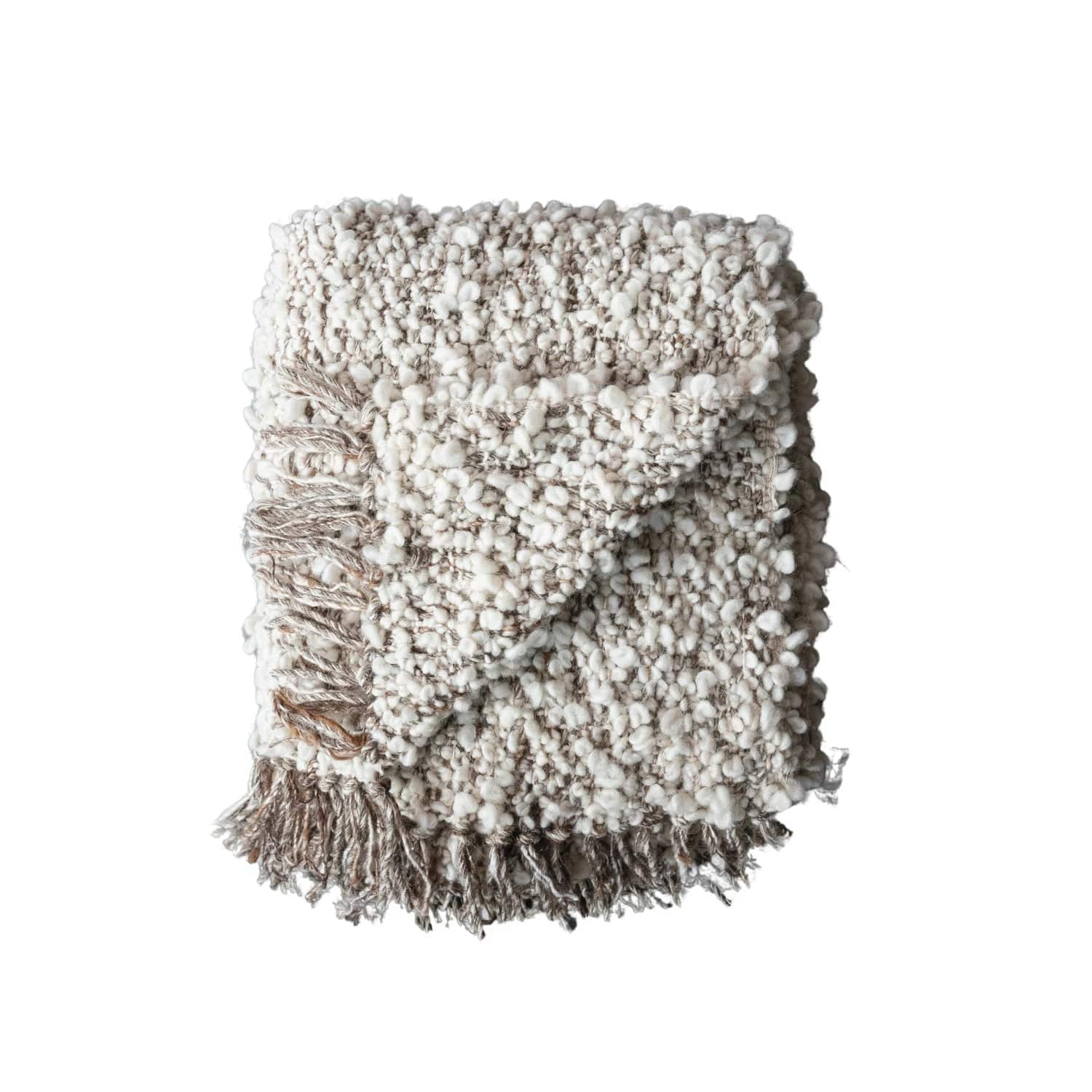 Bloomingville Bloomingville Woven New Zealand Wool Blend Shag Throw with Fringe - Little Miss Muffin Children & Home