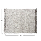 Bloomingville Woven New Zealand Wool Blend Shag Throw with Fringe