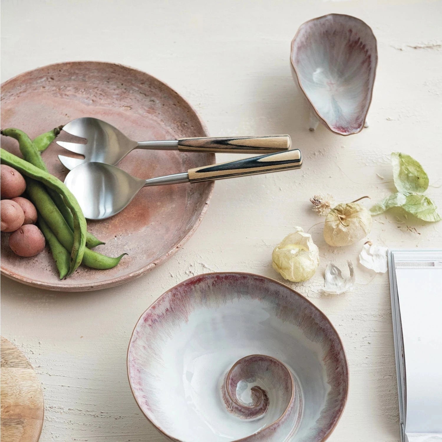 Bloomingville Stoneware Footed Bowl, Reactive Glaze (Each One Will Vary) - Little Miss Muffin Children & Home