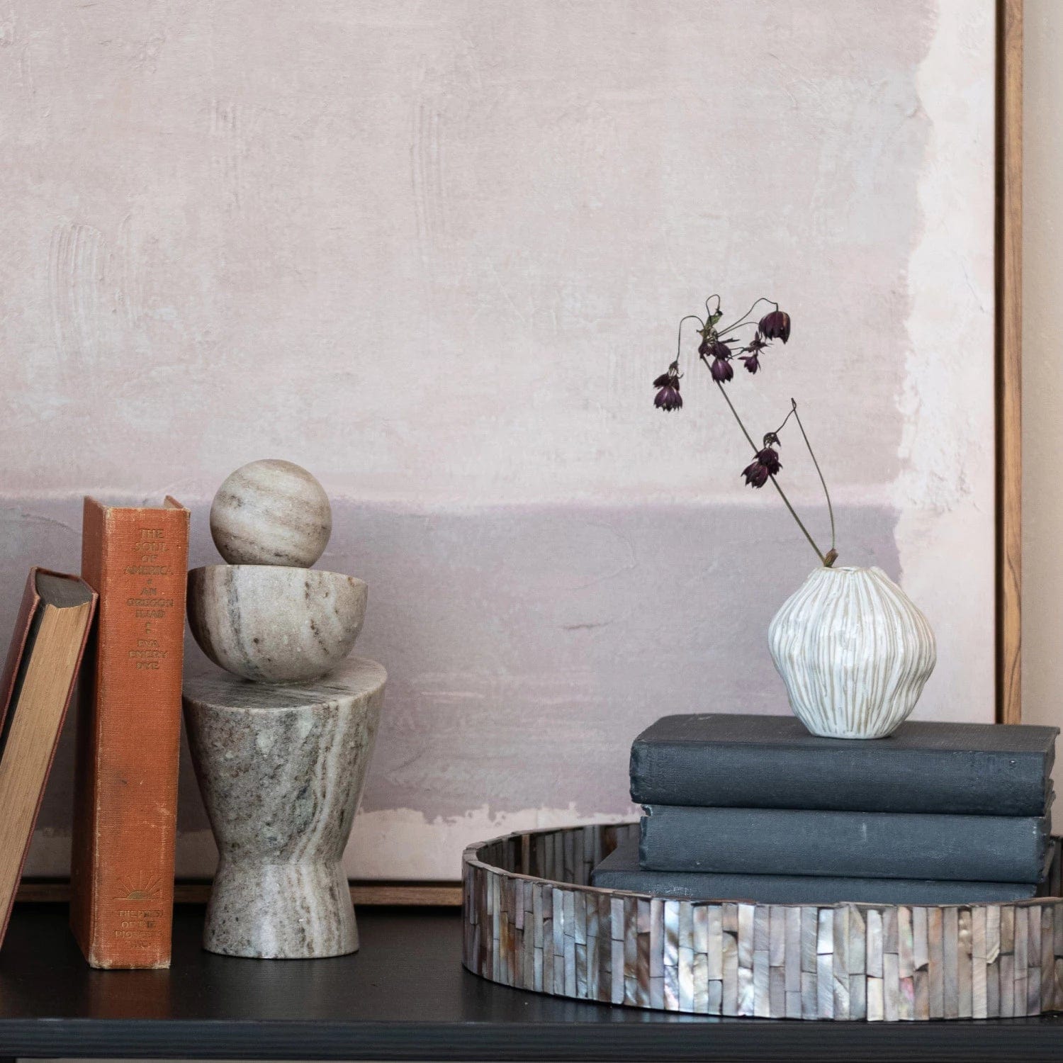 Bloomingville Bloomingville Stoneware Pleated Organic Shaped Vases, Available in 3 Sizes (Each One Will Vary) - Little Miss Muffin Children & Home