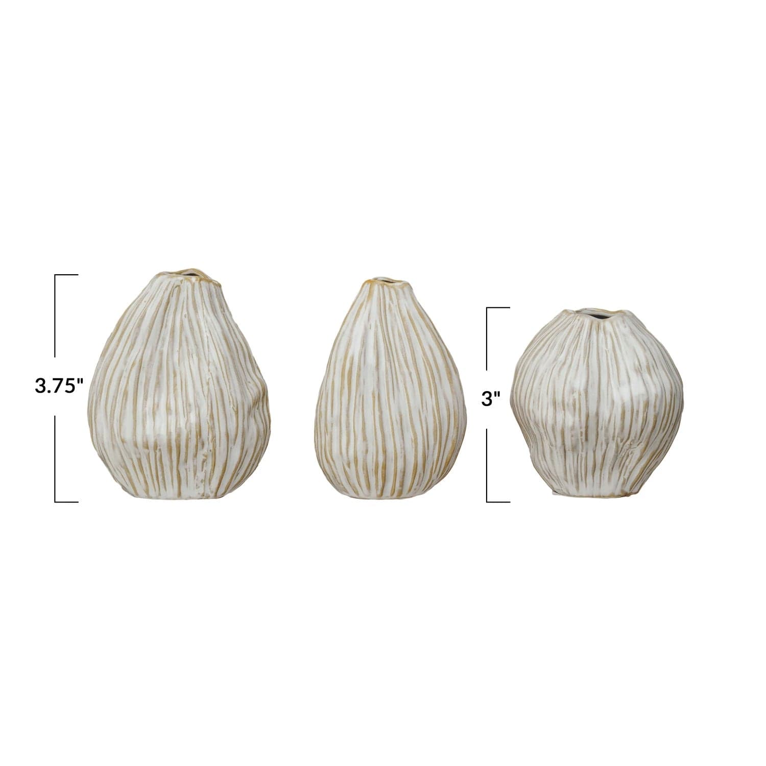 Bloomingville Bloomingville Stoneware Pleated Organic Shaped Vases, Available in 3 Sizes (Each One Will Vary) - Little Miss Muffin Children & Home