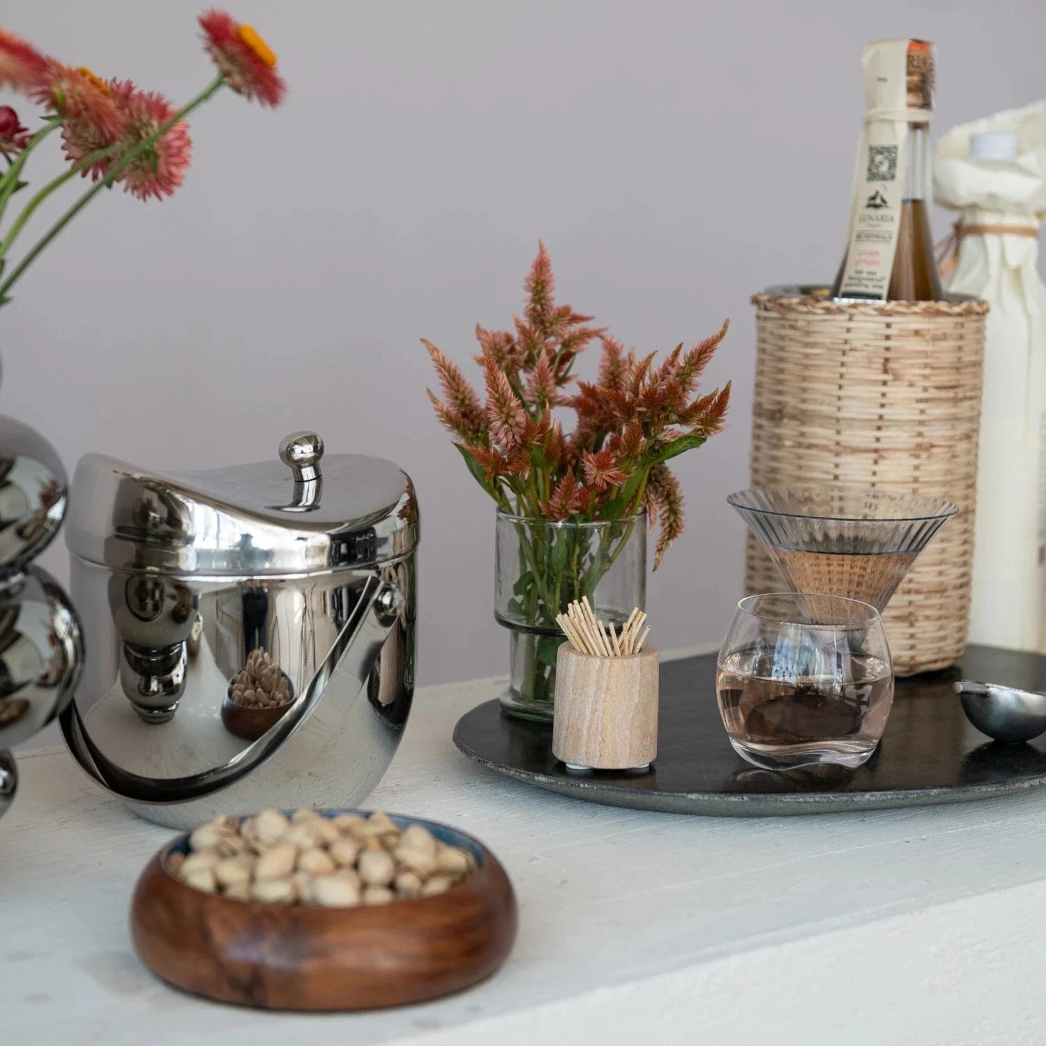 Bloomingville Stainless Steel Double-Wall Ice Bucket with Handle & Lid, 1 Quart - Little Miss Muffin Children & Home