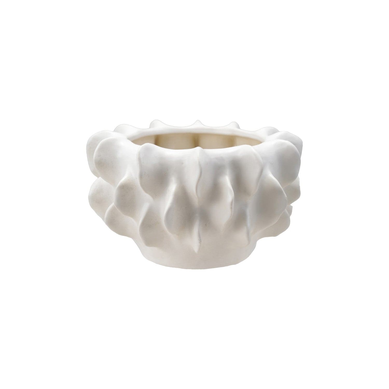 Matte White Stoneware Sculptural Planter (Holds 7" Pot)