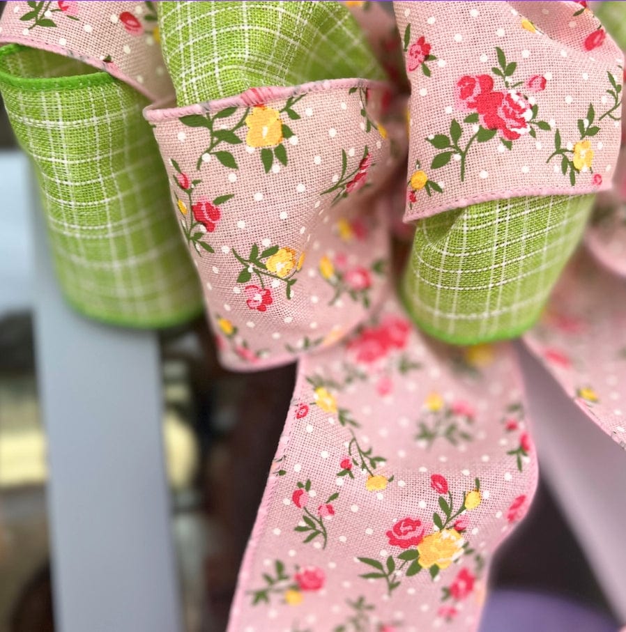 Front Porch Elegance Front Porch Elegance Watercolor Egg Trio Door Hanger with Bow, Pink Floral + Green - Little Miss Muffin Children & Home