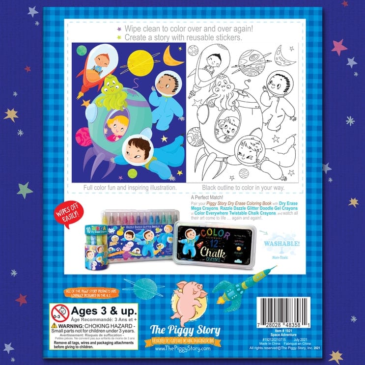 The Piggy Story Dry Erase Coloring Book Space Adventure Little Miss