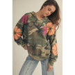 Vintage Camo Artisan Bloom Patch Hearts Oversized Hoodie