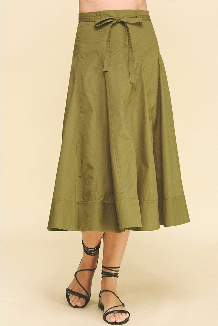 Pinch Pleated Midi Skirt with Tie Belt in Khaki - Little Miss Muffin Children & Home