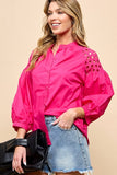 Cezele Lantern Sleeve Blouse in Rose