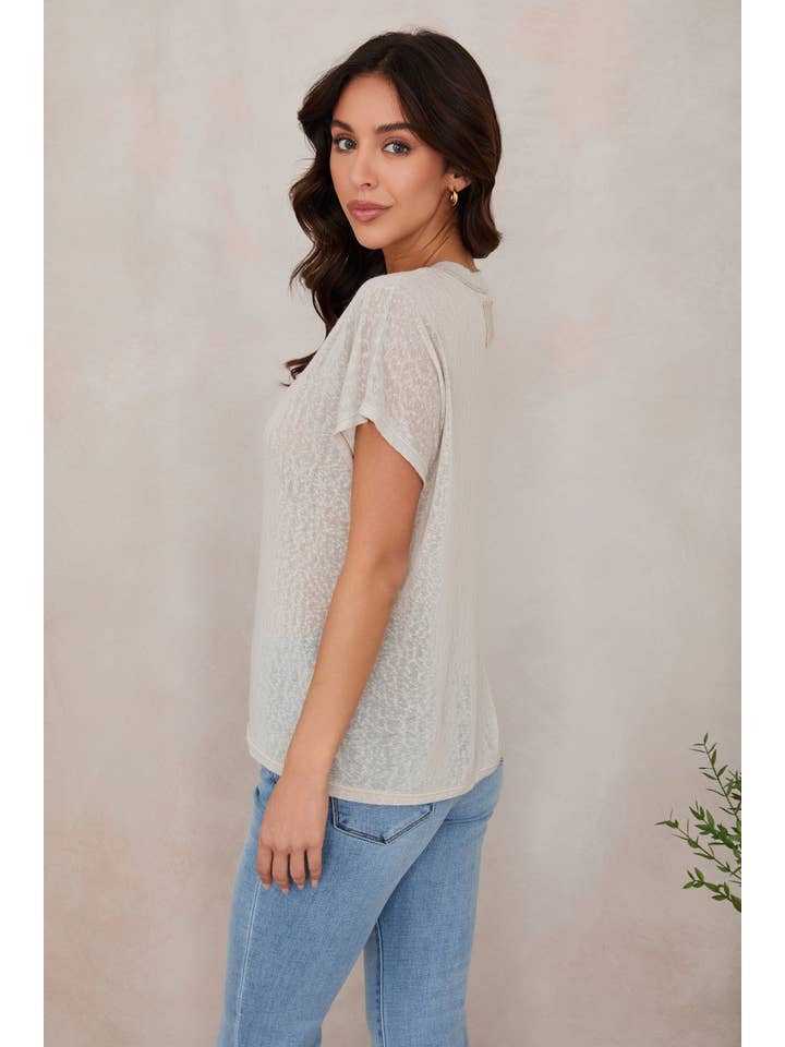 Lightweight Short Sleeve Boyfriend T-Shirt in Beige