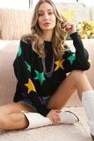 Vine & Love Mardi Gras Star Sweater in Black