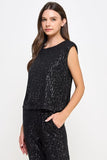 Ellison Sequins Sleeveless Top Black