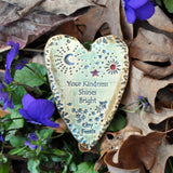 Clay Fossils Kindness Shines Handmade Pottery Heart Memento