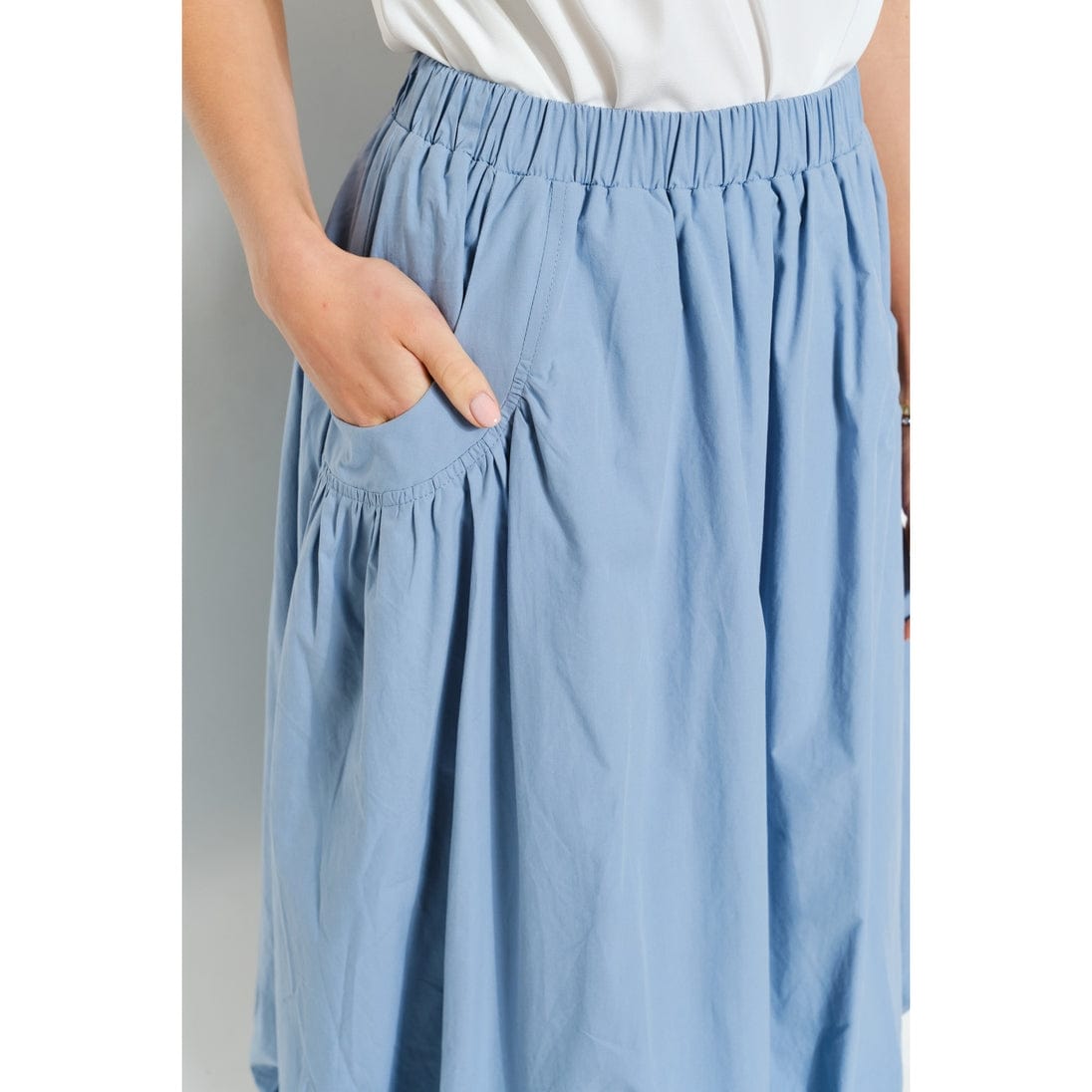 INA Balloon Hem Cotton Midi Skirt in Powder Blue - Little Miss Muffin Children & Home