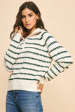 Pinch Striped Knit Quarter-Zip Sweater