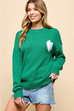 Cezele Heart Long Sleeve Knit Sweater