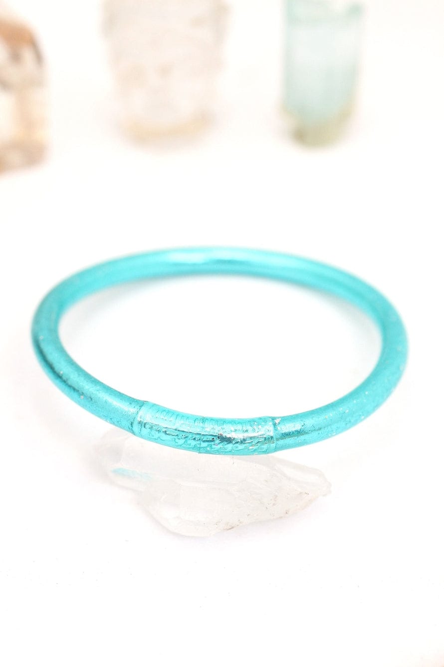 Single Rainbow Thai Buddhist Temple Bracelet, Mantra Bangle, Aqua