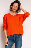 Loowie Loowie Soft & Comfy Italian Knit V-Neck Sweater in Orange - Little Miss Muffin Children & Home