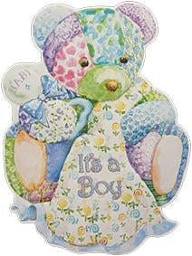 For Arts Sake For Arts Sake Shaped Bear New Boy Baby Greeting Card - Little Miss Muffin Children & Home
